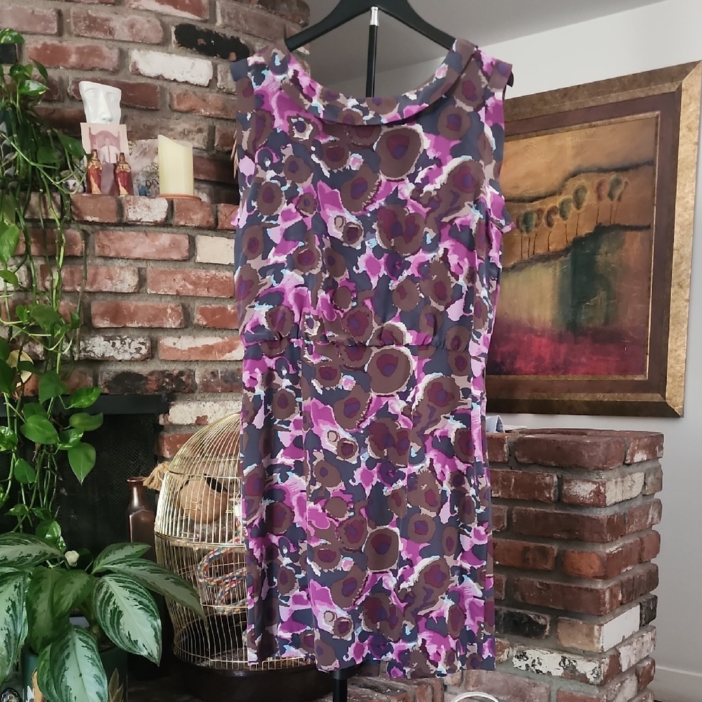 Boden Limited Edition Silk Purple Pink Floral Mini Dress Sleeveless